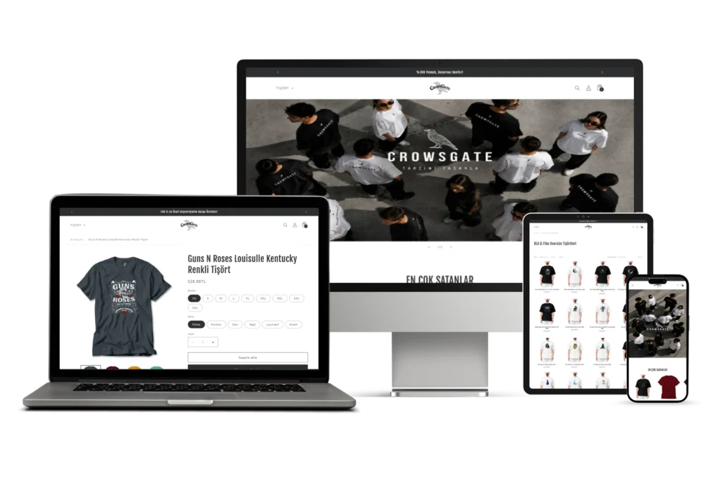 Crows Gate markası için Theia Ecom tarafından tasarlanan e-ticaret sitesi