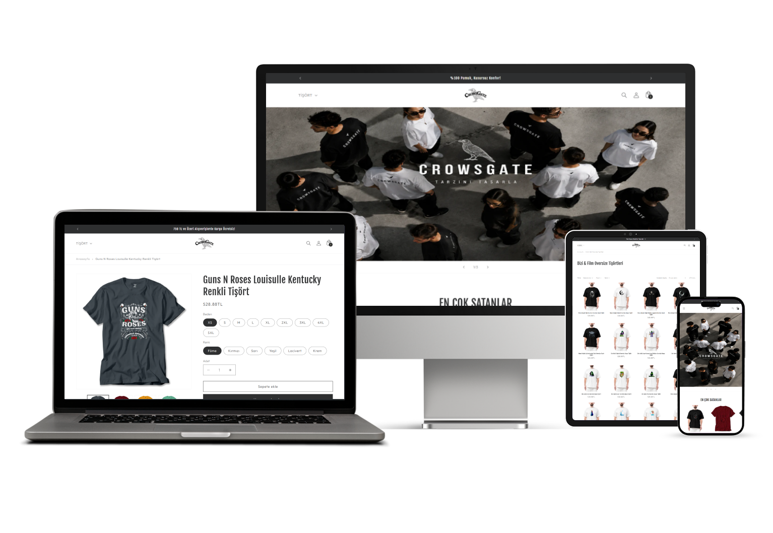 Crows Gate markası için Theia Ecom tarafından tasarlanan e-ticaret sitesi