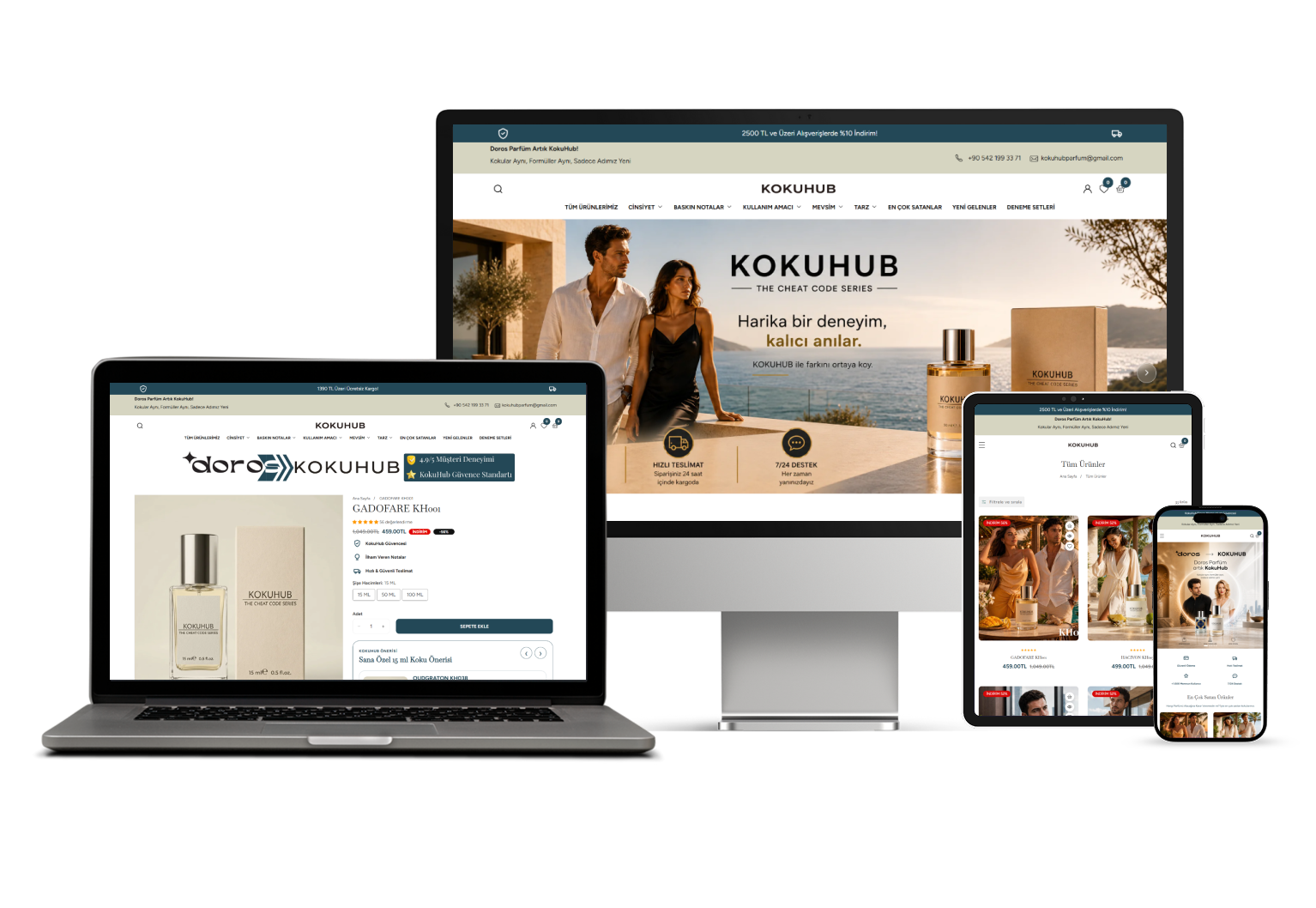 Kokuhub markası için Theia Ecom tarafından tasarlanan e-ticaret sitesi