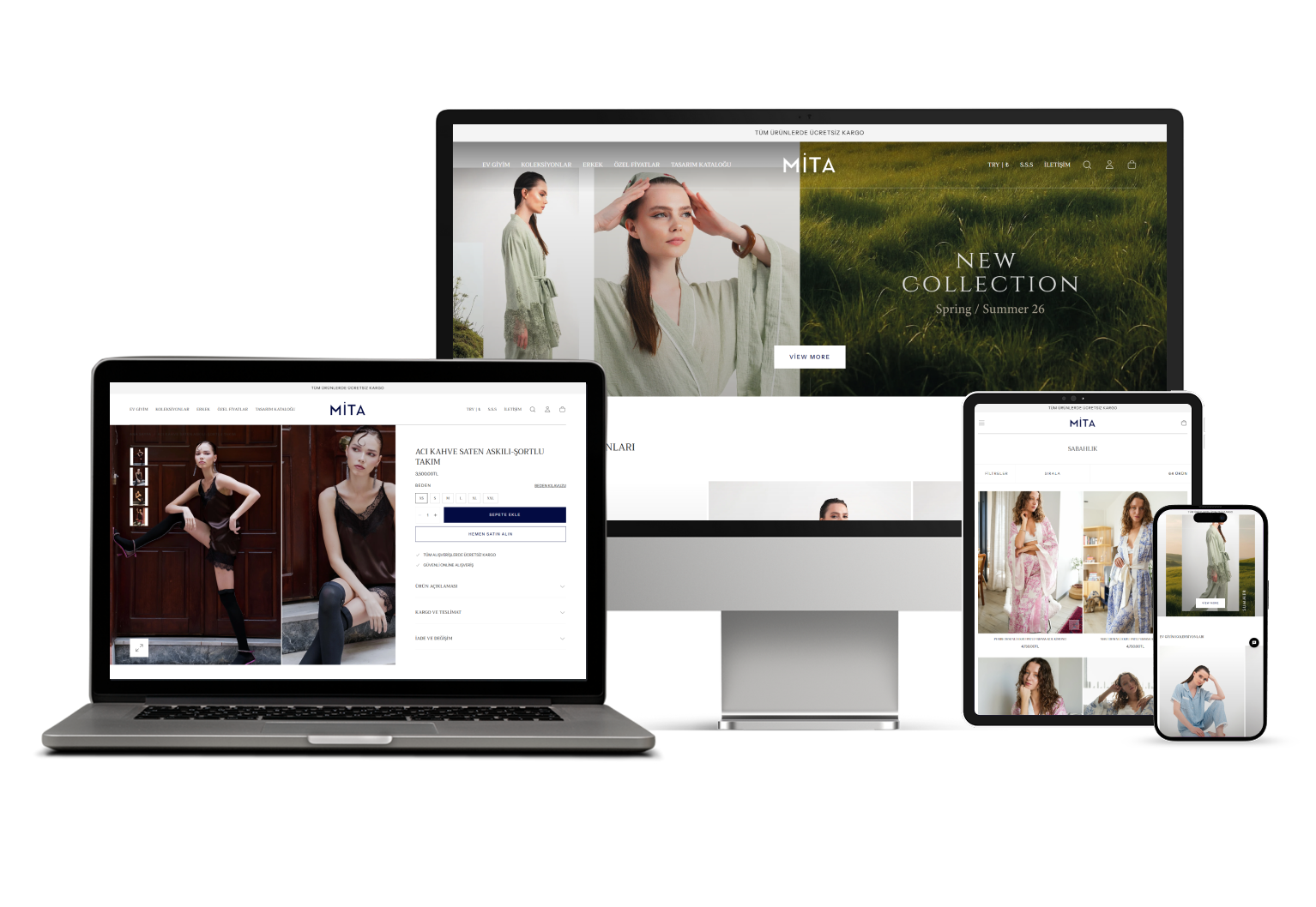 Mita Concept markası için Theia Ecom tarafından tasarlanan e-ticaret sitesi