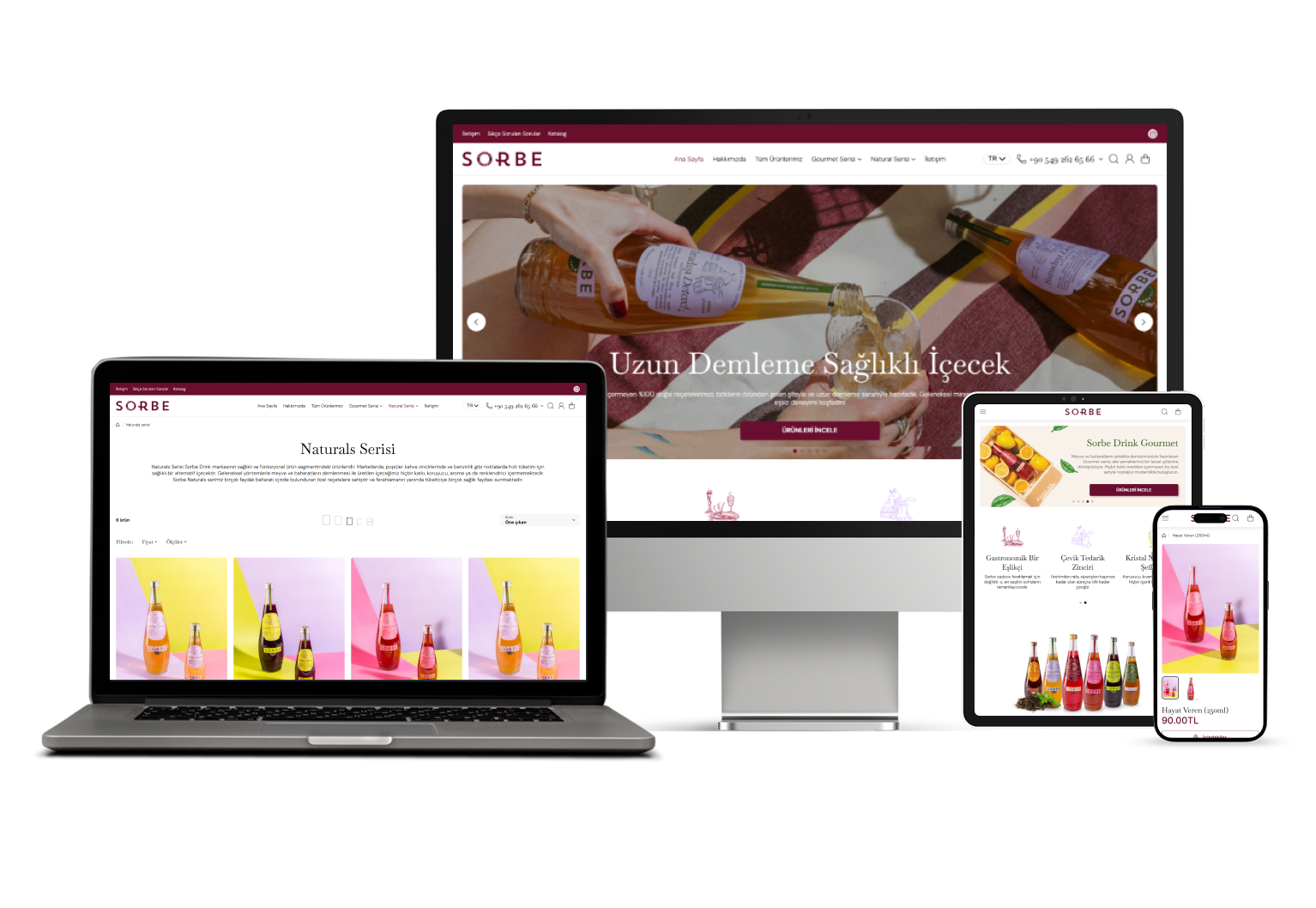 Sorbe Drink markası için Theia Ecom tarafından tasarlanan e-ticaret sitesi