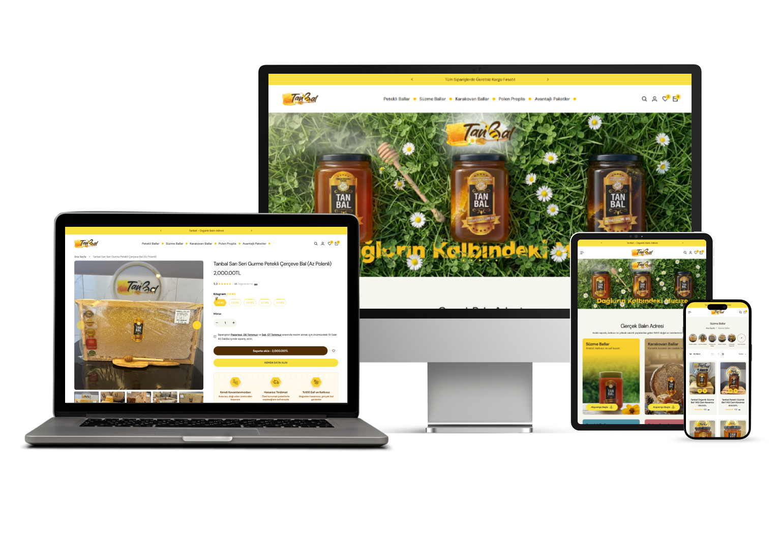 Tanbal markası için Theia Ecom tarafından tasarlanan e-ticaret sitesi