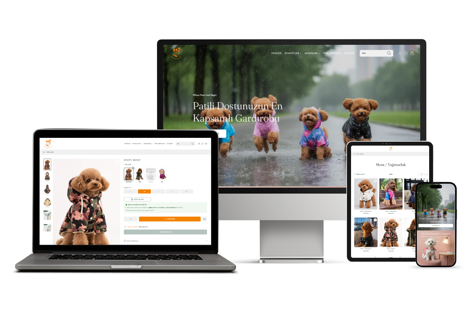 Vera Paws markası için Theia Ecom tarafından tasarlanan e-ticaret sitesi