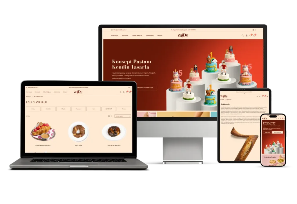 Zaide Artisan Bakery markası için Theia Ecom tarafından tasarlanan e-ticaret sitesi